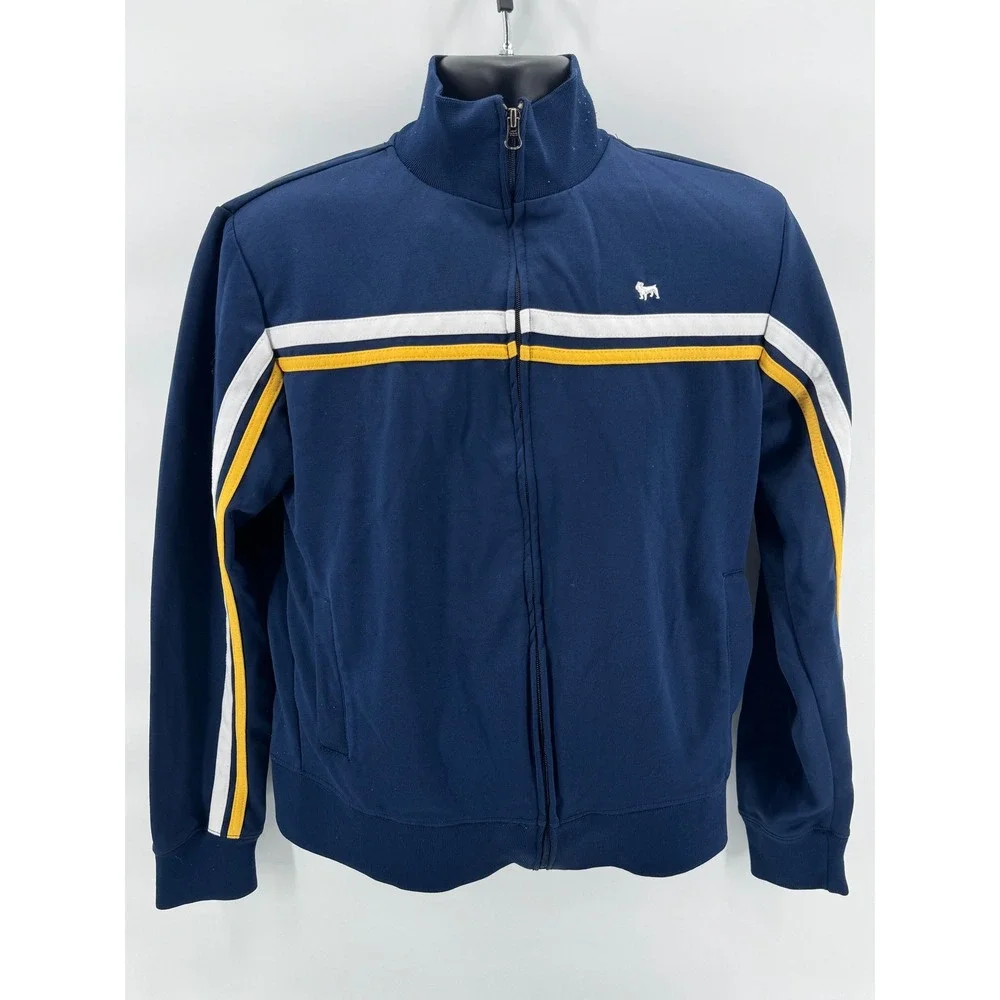 Aeropostale Mens‎ Track Jacket Full Zip Blue White Gold Athletic Striped
